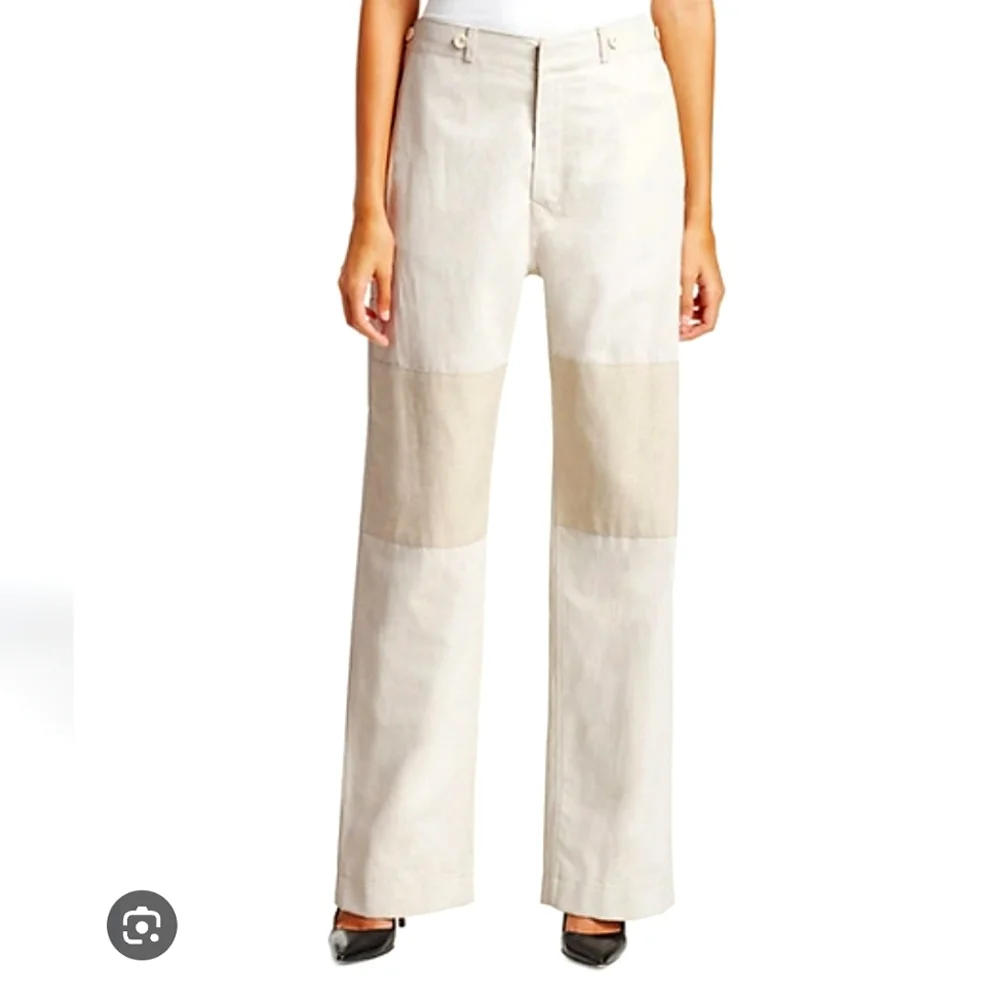 NWT$895 TRE Natalie Ratabesi Missy Two Tone Linen Cotton Trousers Wide Leg Pants - Picture 6 of 16